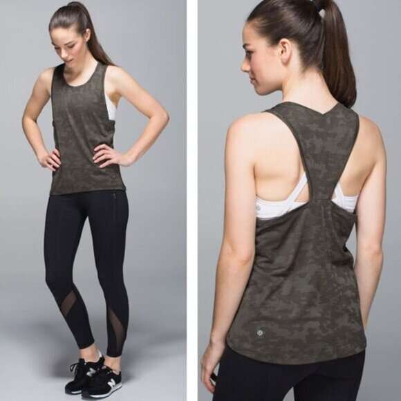 Lululemon Run For Days Tank In Deep Camo Size 4 - Picture 1 of 9